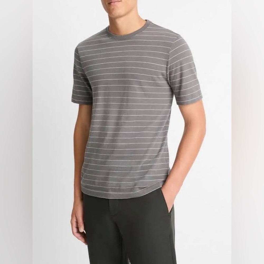 EUC Men’s Vince Gray and White Striped Tee